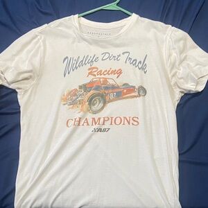 Aeropostale Cream Racing Graphic Tee